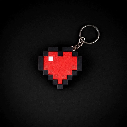 8-Bit Pixel Heart Keychain
